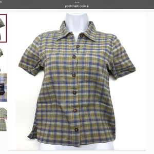 Patagonia Plaid Short Sleeve Button Up Top Size XS